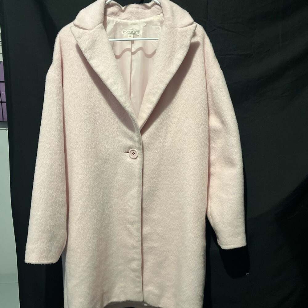 Eva Mendes for New York & Company Light Pink Fuzzy Oversized Wool Blend Coat